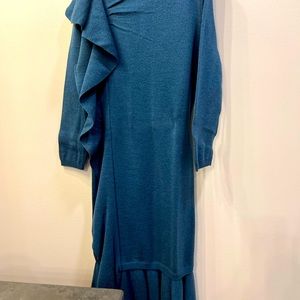 RED Valentino sweater Dress with ruffle (color is muted blue)